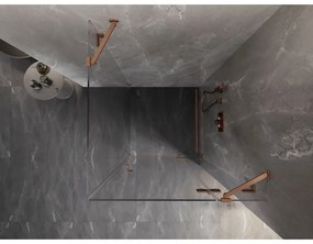 Mexen Lunar, výklopný sprchový kút pravý 90 x 90 cm, 8mm číre sklo, profil medená matná, 834-090-090-65-00-P