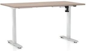 Výškovo nastaviteľný stôl OfficeTech A, 120 x 80 cm, biela podnož, dub