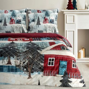 VIANOČNÉ SATÉNOVÉ OBLIEČKY NIKO 200X220 CM, 2 KS 70X80 CM VZOROVANÉ