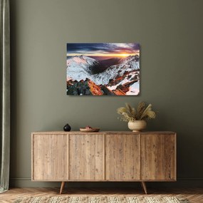 Sklenený obraz - Zimná horská panoráma (70x50 cm)