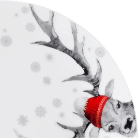 Jedálenský servis Vianočný motív jeleň, biely