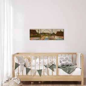 Obraz - Vincent van Gogh, Flower Beds in Holland, reprodukcia (s hodinami) (90x30 cm)
