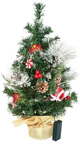 Zdobený vianočný stromček s osvetlením, 50 cm, 10 LED, teplá biela