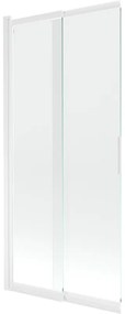 Mexen Fox, 2-krídlová posuvná vaňová zástena 85 × 150 cm, 5mm číre sklo, biely profil, 891-085-002-20-00