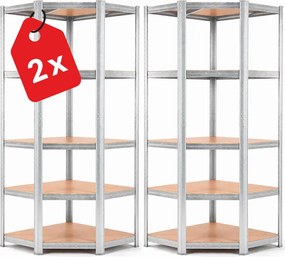 Regál 180x90x40 cm rohový pozinkovaný 5-polícový, nosnosť 875 kg - 2ks
