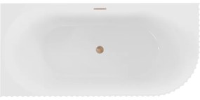 Mexen Gia, voľne stojaca rohová vaňa, drážkovaná, ľavá, 150 x 75 cm, biela lesklá, medená matná, 52701507500L-65