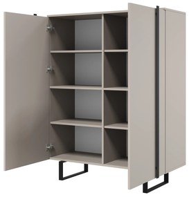 Vysoká komoda Verica 120 cm s dvoma dverami - kašmír / čierne nohy
