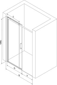 Mexen OMEGA posuvné sprchové dvere do otvoru 130 cm, šedé, 825-130-000-01-40
