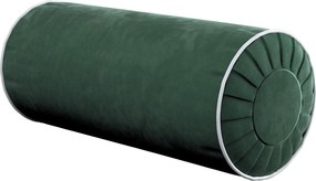 Valcový vankúš so záhybmi a ozdobným lemovaním farba produktu zelená látka lesklá, zamatová
