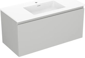 Mexen Orio, kúpeľňová skrinka 100 cm s umývadlom Otis, 1 zásuvka, šedá matná/biela matná, 91A10-10047-1-BF62-W18M01