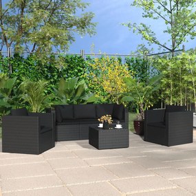 4-dielna záhradná sedacia súprava s vankúšmi polyratan čierna