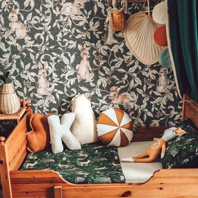 Tapeta králiky tmavo modrá 280x100 cm