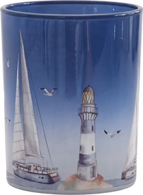 Sklenený svietnik s plachetnicou L - Ø 10*13 cm