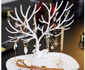 VERK GROUP Organizér a stojan na šperky, šperkovnica, JELEN - BIELY