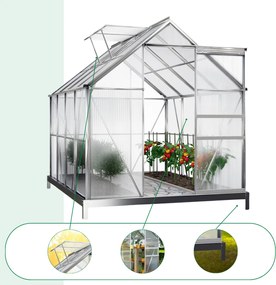Záhradný skleník z polykarbonátu so základňou M4, 250x190x195cm, transparentná Gardebruk