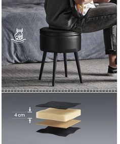 Kožený taburet CORE čierny