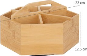 5Five® 2. akosť - Otočný bambusový organizér s priehradkami, ROTA, pr. 22 x 12,5 cm