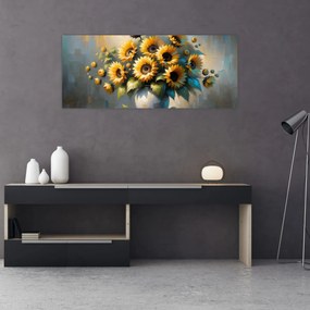 Obraz – Váza so slnečnicami (120x50 cm)