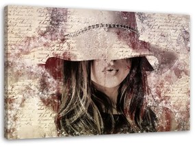 Obraz na plátně Žena s kloboukem - 60x40 cm