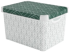 Biely/zelený plastový úložný box s vekom 39,5x29,5x25 cm L – Curver