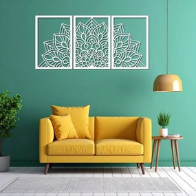 3-dielna mandala kvetov – moderná drevená nástenná dekorácia do obývačky | SENTOP HDF0583