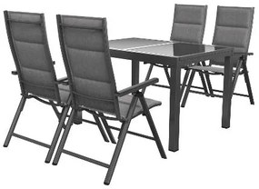 Livarno home Hliníkový záhradný stôl Houston, strieborný + Hliníkové kreslo Toronto s vysokým operadlom, antracitové, 4 kusy  (800008082)