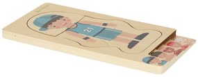 KIK Drevené vrstvené puzzle montessori body building chlapec
