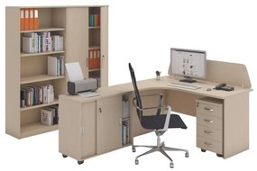 Zostava kancelárskeho nábytku MIRELLI A+, typ C, ľavá, biela / dub sonoma