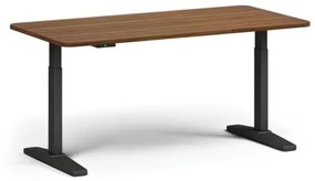 Výškovo nastaviteľný stôl, elektrický, 675-1325 mm, zaoblené rohy, doska 1600x800 mm, čierna podnož, orech