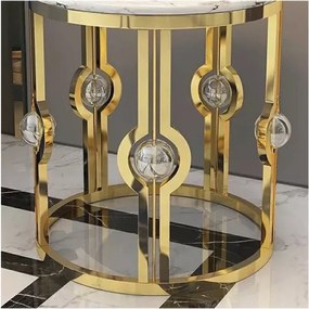 NOČNÝ STOLÍK LOUIS ZLATÝ + SYNTETICKÝ MRAMOR