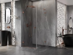 Mexen Lunar-B L, 1-krídlový sprchový kút, ľavý, 80 x 80 cm, 8mm číre sklo, ružové zlato profil, 832L-080-080-60-00-L