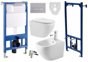 Závesný set Mexen Fenix + WC Lena + bidet + tlačidlo, biela, 2010000014622