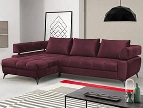 Rohová sedacia súprava Paris, vínová látka, ľavý roh