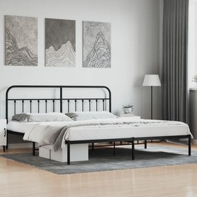 Kovový rám postele s čelom čierny 200x200 cm 352585