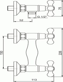 Novaservis Retro II Sprchová batéria bez príslušenstva 150 mm, chróm, 99160/1,0