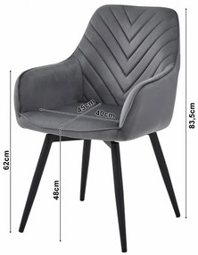 Jedálenská otočná stolička NANA360 zamatová, tmavosivá (čierne nohy)