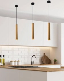 Závesná lampa nad stôl, ostrovček tuba japandi drevená Tubo 31-78599