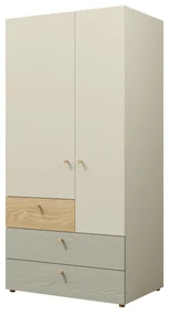 Šatníková skriňa Yoda 2 (svetlobéžová + dub olejovaný + eukalyptus). Akcia -21%. Vlastná spoľahlivá doprava až k Vám domov. 1087367
