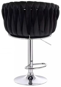 LuxuryForm DESIGN Barová stolička NORDEN VELUR na striebornom tanieri - čierna