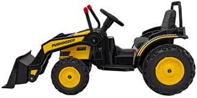 Batériový bager-traktor pre deti žltý + pohyblivé rameno lyžice + diaľkové ovládanie + pomalý štart + FM rádio + LED