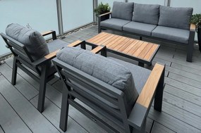 Hliníková sedacia súprava EMOT 3 WPC antracit s tmavými poduškami