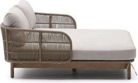 Krémovobiele/v prírodnej farbe dvojmiestne drevené záhradné ležadlo Catalina – Kave Home