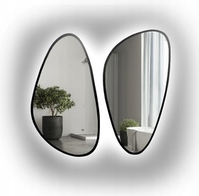 Sada dvoch nepravidelných Led zrkadiel Selenit v čiernom ráme Mdf 170X149