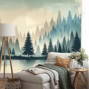 Tapeta zahmlený lesný súmrak