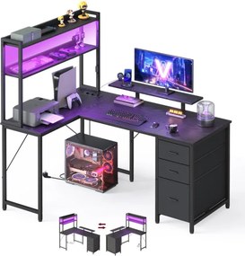 Rohový pracovný stôl s LED diódou LWD162B101