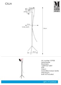 Markslöjd 107928 - Stojacia lampa CILLA 1xE27/60W/230V