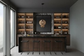 Závesné svietidlo Timber 6, 1x drevené tienidlo, (fi 21 cm)