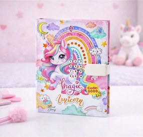 LEAN Toys Roztomilý denník na kód Jednorožec – melódie a farebné stránky