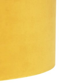 Závesné svietidlo čierne s tienidlom z velúru okrová so zlatom 35 cm - Blitz
