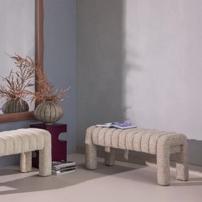 Svetlohnedá polstrovaná lavica z textílie buklé Frex – WOOOD